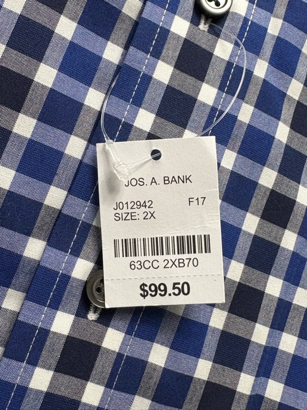 NWT Jos A Bank Traveler Collection Blue Gingham Check Dress Shirt • 2X • $100 - Picture 13 of 13